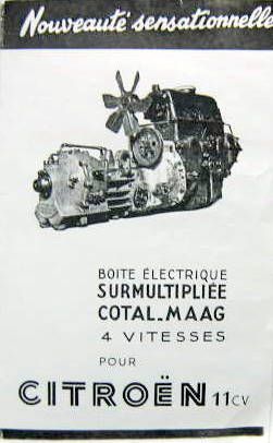 Couverture de CITROEN 11 CV BOITE ELECTRIQUE
 COTAL MAAG 4 VITESSES