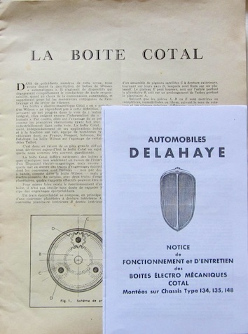 Couverture de DELAHAYE BOITE COTAL LIVRET TYPE 134 135 148 _ REVUE TECHNIQUE