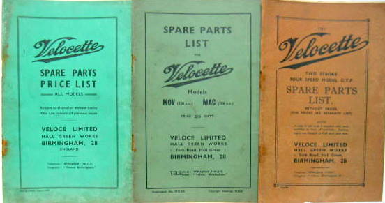 Couverture de VELOCETTE SPARE PARTS EN ANGLAIS