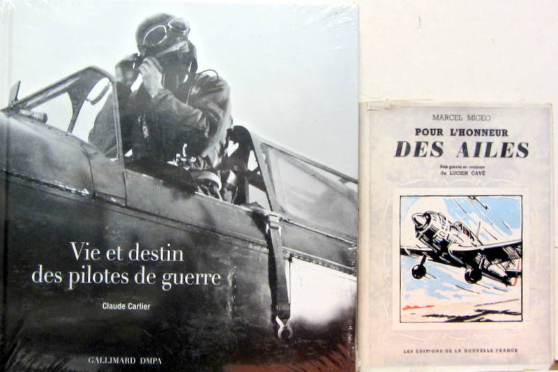 Couverture de VIE ET DESTIN DES PILOTES DE GUERRE - 1945 POUR L'HONNEUR DES AILES DE MARCEL MIGO AVEC LES BOIS GRAVES DE LUCIEN CAVE