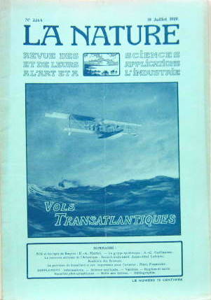 Couverture de 1919 VOLS TRANSATLANTIQUES ARTICLE DE LA NATURE