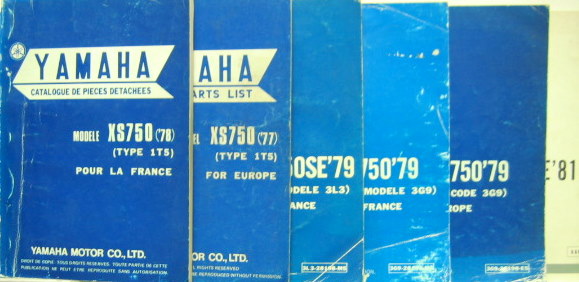 Couverture de YAMAHA  750 CATALOGUE DE PIECES DETACHEES AU CHOIX