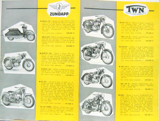 Couverture de ZUNDAPP BELLA ELASTIC KS 601 AVEC TWN STEIB BING PROSPECTUS DU HALL DE LA MOTO